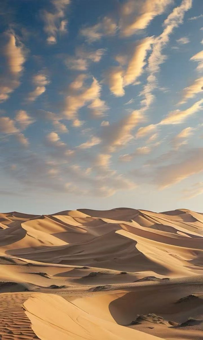 Taklamakan desert dunes at sunset
